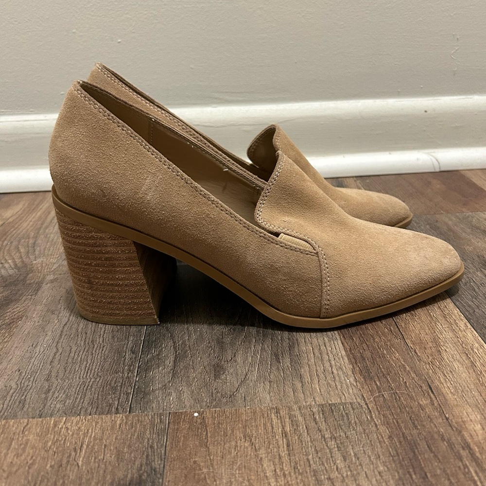 Joie Tan Suede Block Heel Shoes - Picture 2 of 7
